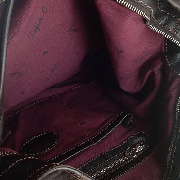 Sofia C Extra Large Beautiful Brown Smooth Italian Leather Shopper Shoulder Bag - Picture 5 of 6